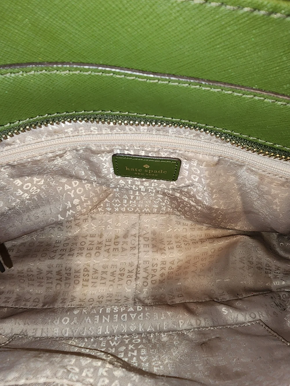 kate spade Olive Green Double-Handle Satchel with Gold Plaque